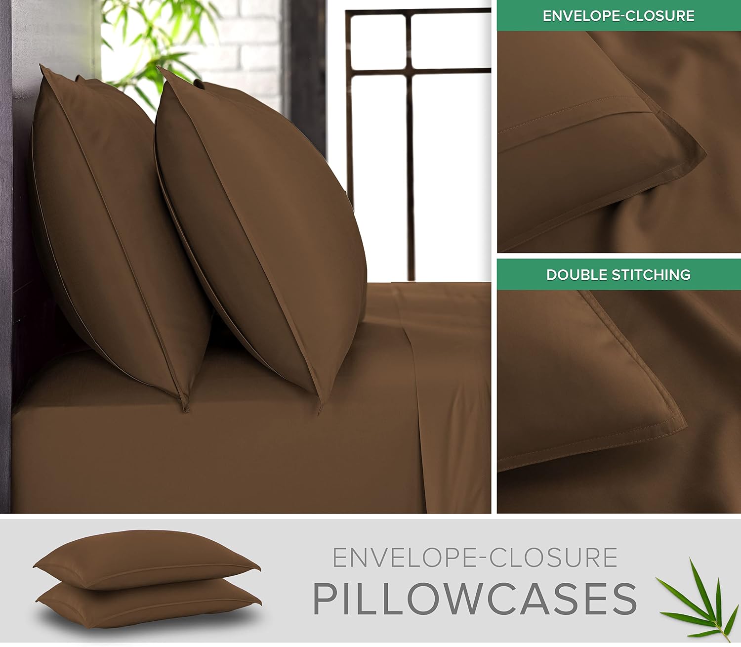 PureBamboo Pure Bamboo Full Sheets, Genuine 100% Organic Viscose Derived from Bamboo Bed Sheet Set, Luxuriously Soft & Cooling, Double Stit…