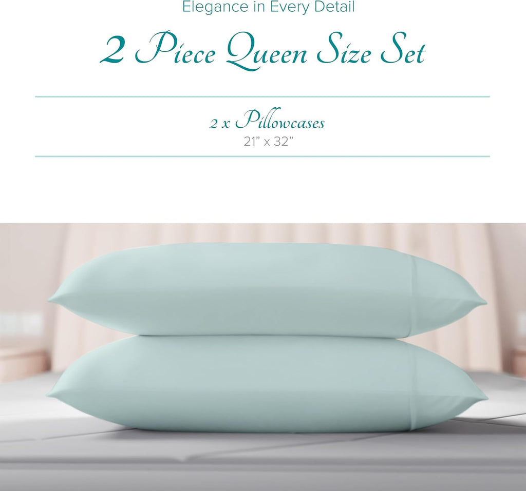 Carressa Linen 100% Egyptian Cotton Standard/Queen Size Pillow Cases Set of 2-800 Series Tulips Collection Queen Pillow Cover for…