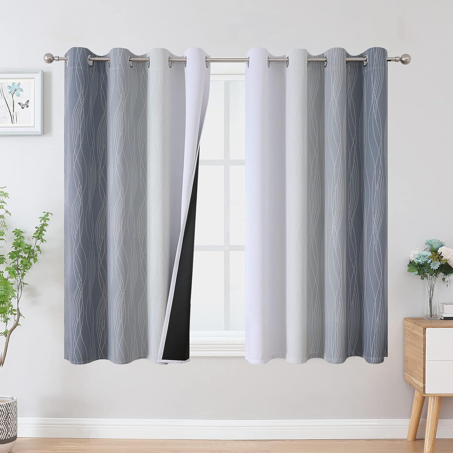 Estelartextiler Estelar Textiler Grayish White and Grey Blackout Curtains for Living Room, Ombre Thermal Insulated Noise Reducing Blackout…