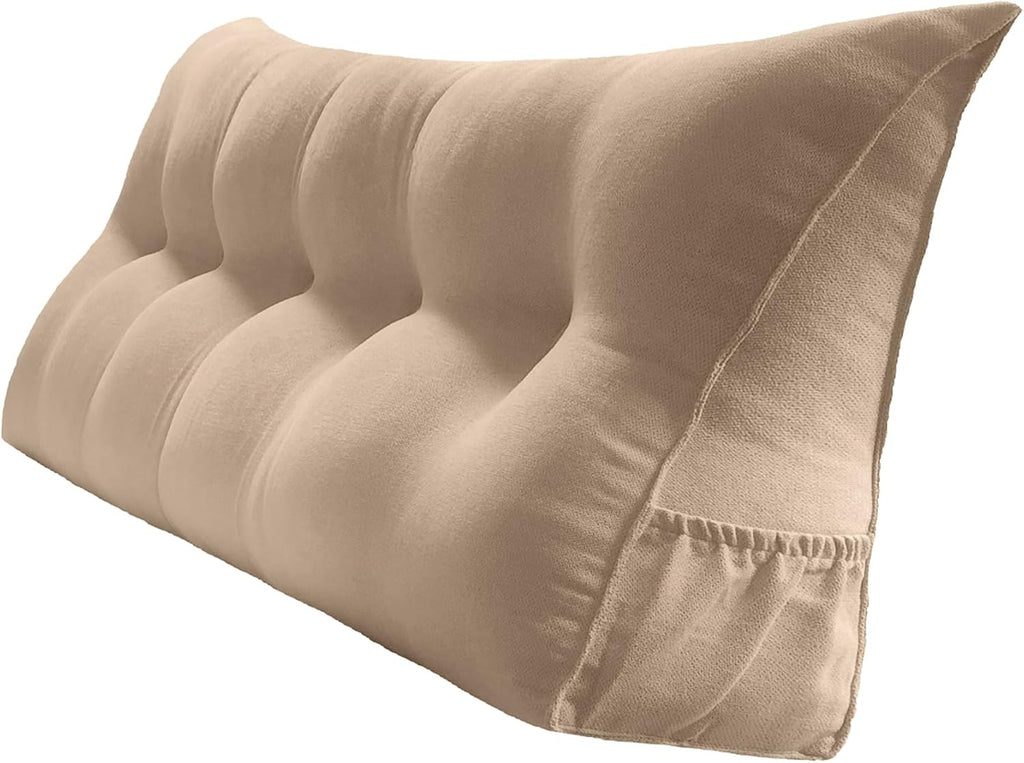 Peachwell Handmade Headboard Pillow- Triangular Wedge Support Large Bolster Cushion Headboard Backrest Pillow with Two Large Side Pockets…