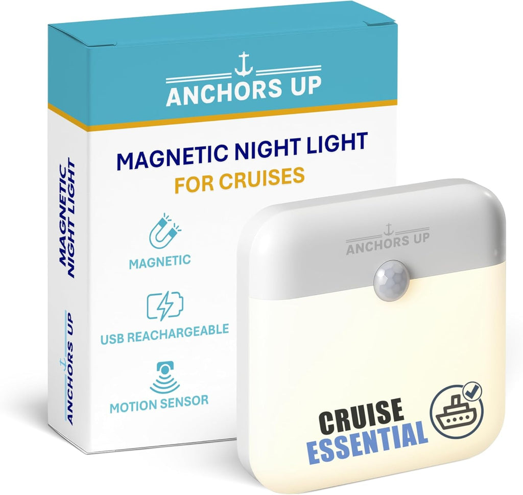 Cruise Cabin Magnetic Night Light with Motion Sensor USB Rechargeable – LED Motion Sensor Light – Warm White – for Carnival, Royal…