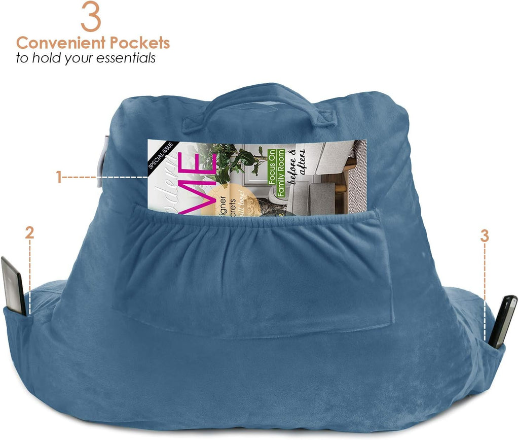 Nestl Reading Pillow with Shredded Memory Foam, Designed for Sitting Up in Bed and Couch, Back and Arms Adjustable Support for Adult &…