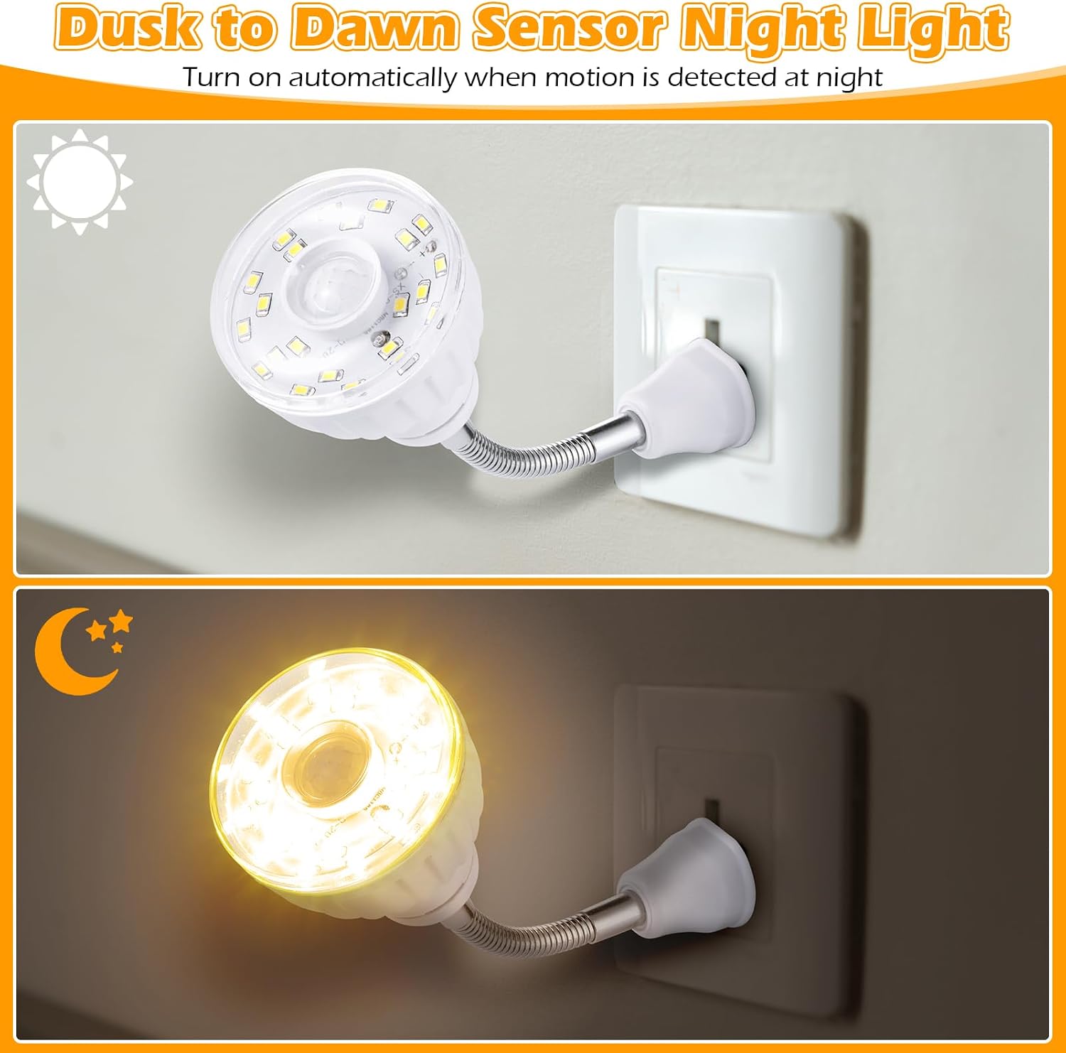Yahenda 3 Pack Motion Activated LED Night Light Plug in Smart Dusk Dawn Sensor Light PIR Infrared Sensor Motion Detector Lamp Flexible…