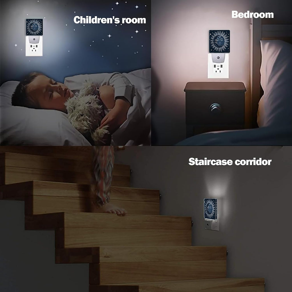 Vintage Sun Moon Night Light, Dusk to Dawn Smart Sensor Nightlight for Bedroom Bathroom Kitchen Hallway Stairs Hallway, Plug-in, Energy…