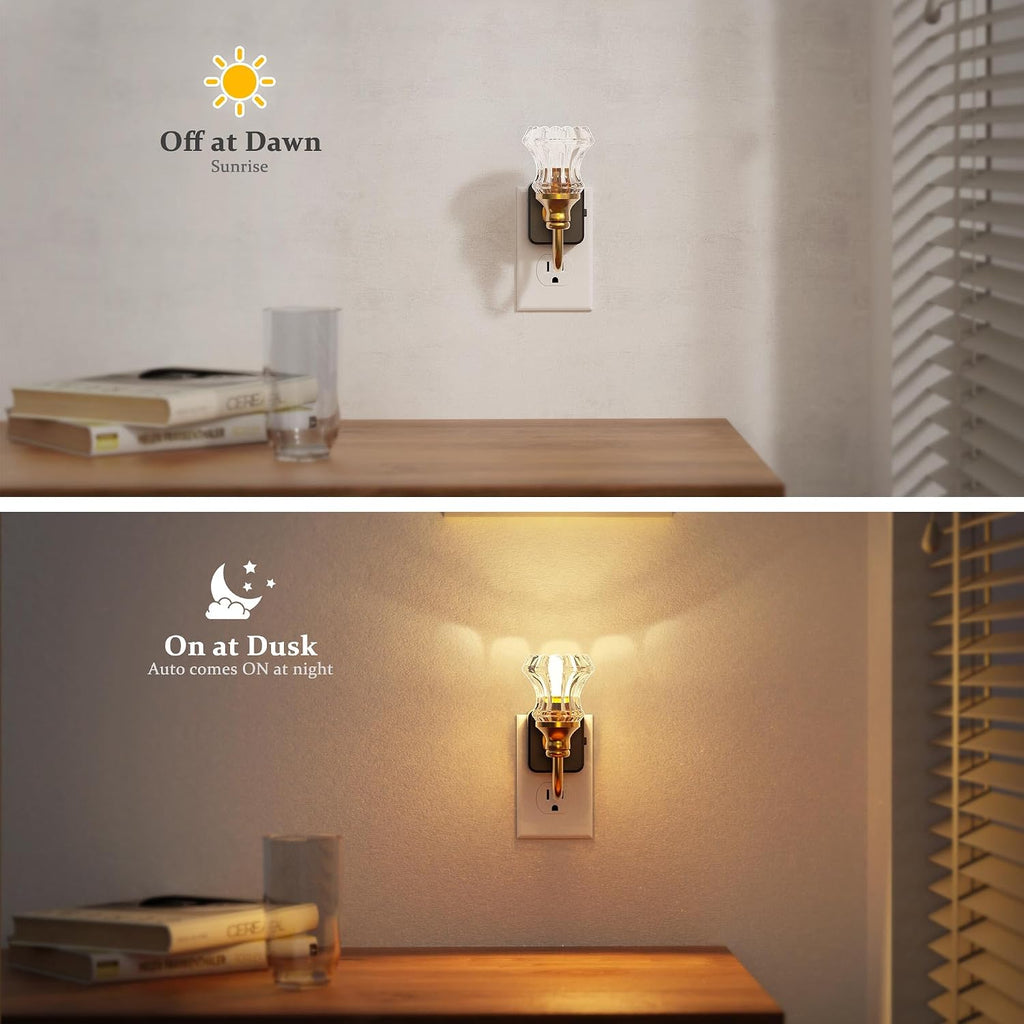 JandCase Night Light, Night Lights Plug into Wall, Dimmble Floral Glass LED Nightlight, 0-100 LM Flower Nightlights, Dusk to Dawn Sensor…