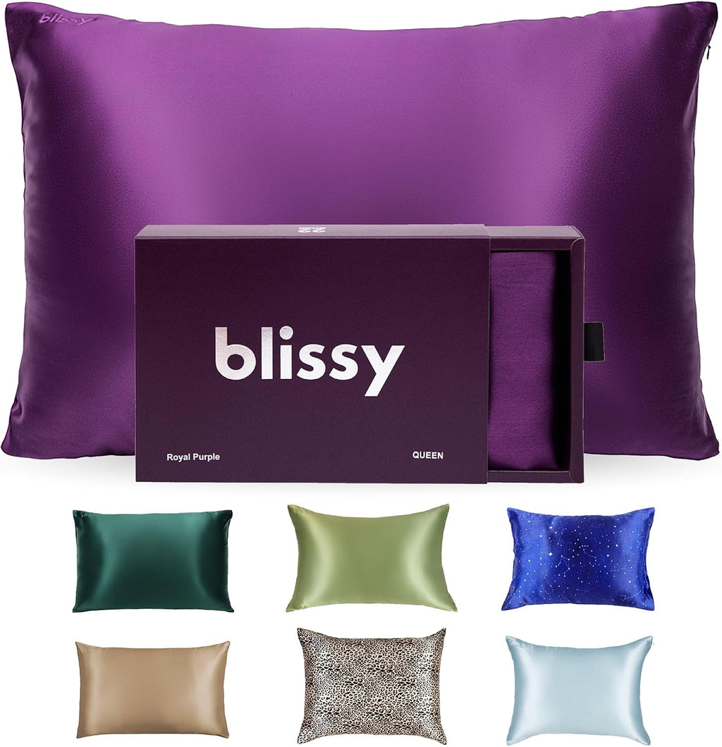 Blissy Silk Pillowcase - 100% Pure Mulberry Silk - 22 Momme 6A High-Grade Fibers - Silk Pillow Cover for Hair & Skin - Regular, Queen &…