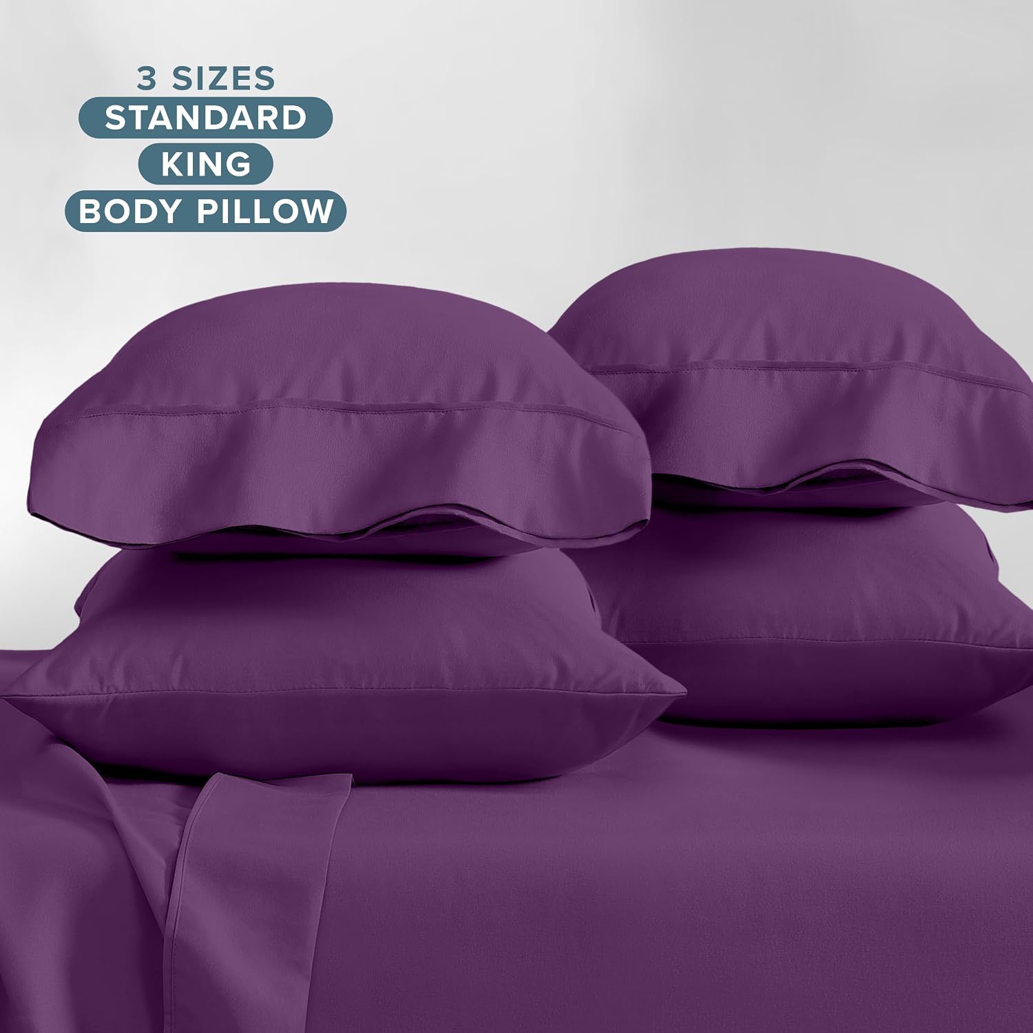 BareHome Bare Home Microfiber Plum King Pillowcases - 4 Pack, 20x40 4 Pack