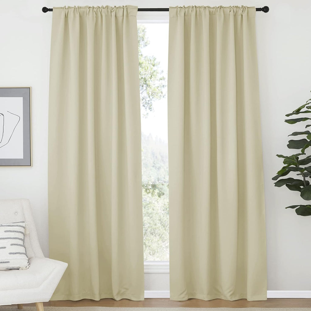 Nicetown Living Room Room Darkening Curtains, Soft and Smooth Fabric Draperies and Panels, Privacy Energy Smart Curtains for Patio Door (Be…