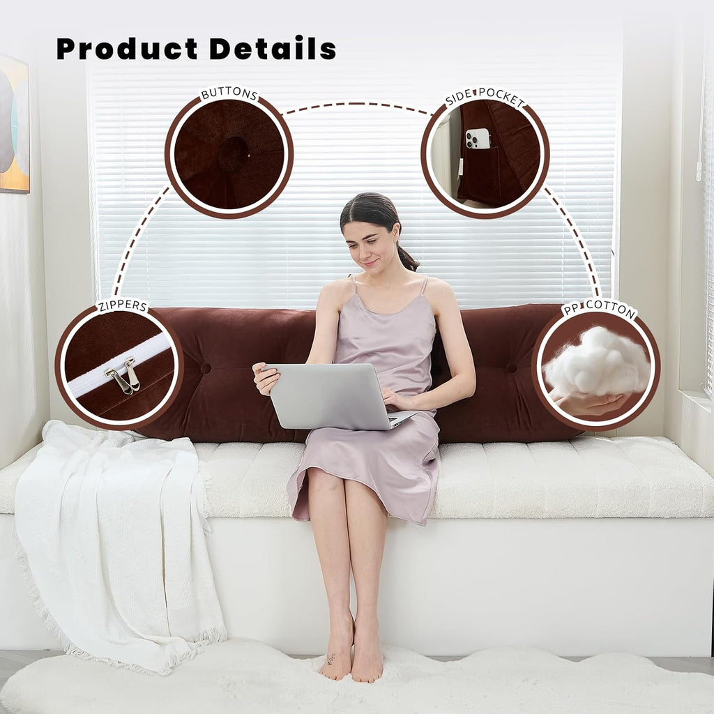 Zelladorra Headboard Pillow for Bed, Triangular Wedge Pillow Headboard Soft Support While Reading and Resting, Bed Bolster Cushion…