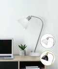 Harvestland Halo Silver White Adjustable Desk Lamp – Pharmacy Style Table Lamp, Metal Reading Lamp with Solid Base, Industrial Desk Lamps f…