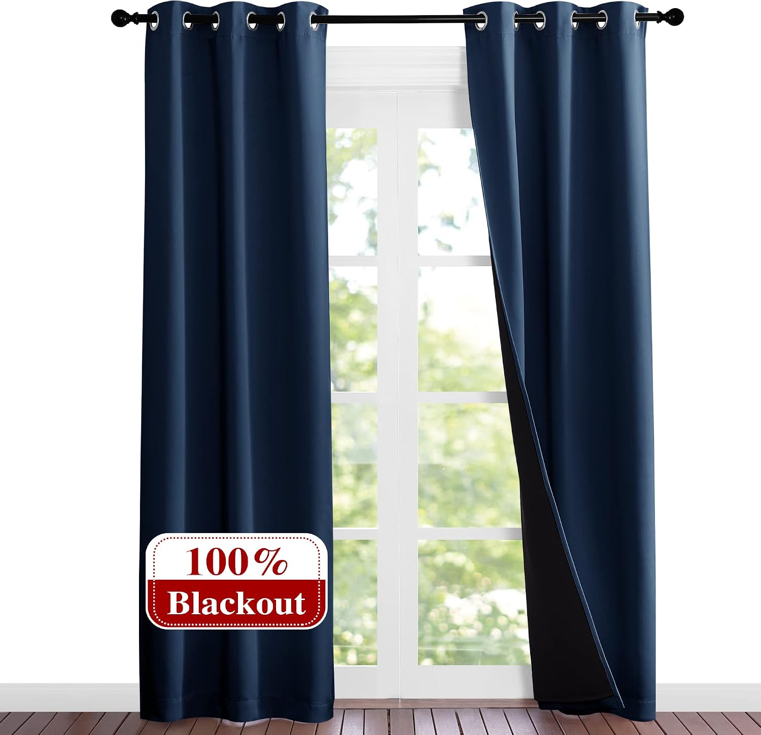 Nicetown Complete 100% Blackout Curtain Set, Thermal Insulated & Energy Efficiency Window Draperies for Guest Room, Full Shading Panels for…