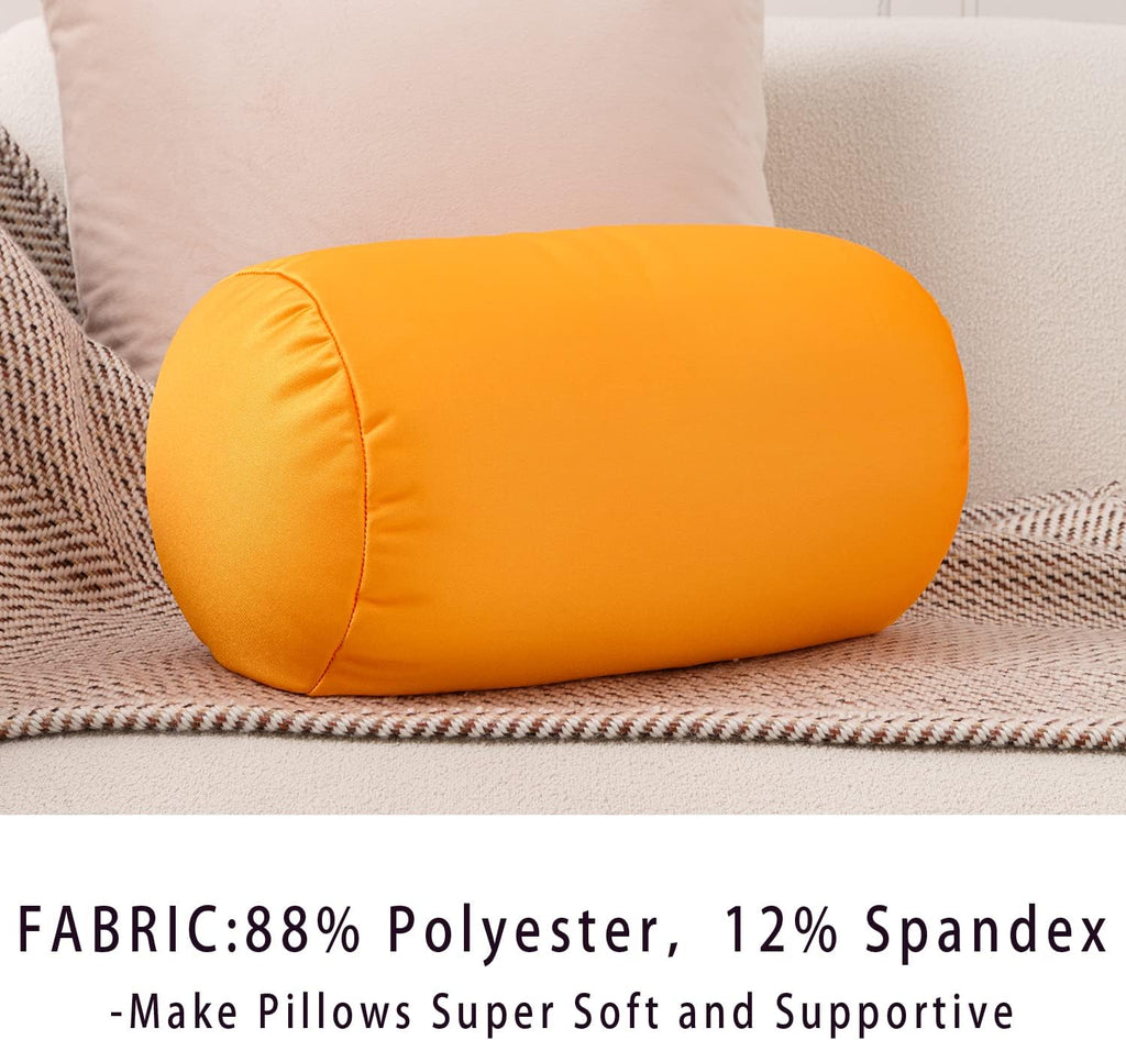 Squish Bean Bed Microbead Pillow Bolster Tube Body Pillow Smooth Cool Touch Fabric Neck & Back Support Throw Travel Pillow Fun Colors…