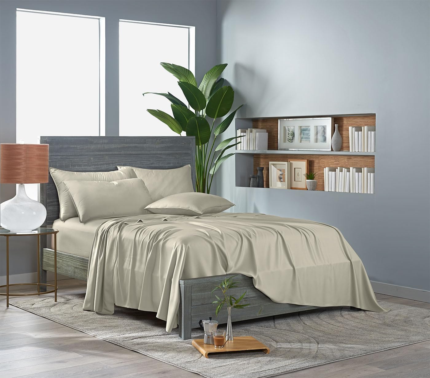 PureBamboo Pure Bamboo California King Sheets, Genuine 100% Organic Viscose Derived from Bamboo Bed Sheet Set, Soft & Cooling, Double Stitc…