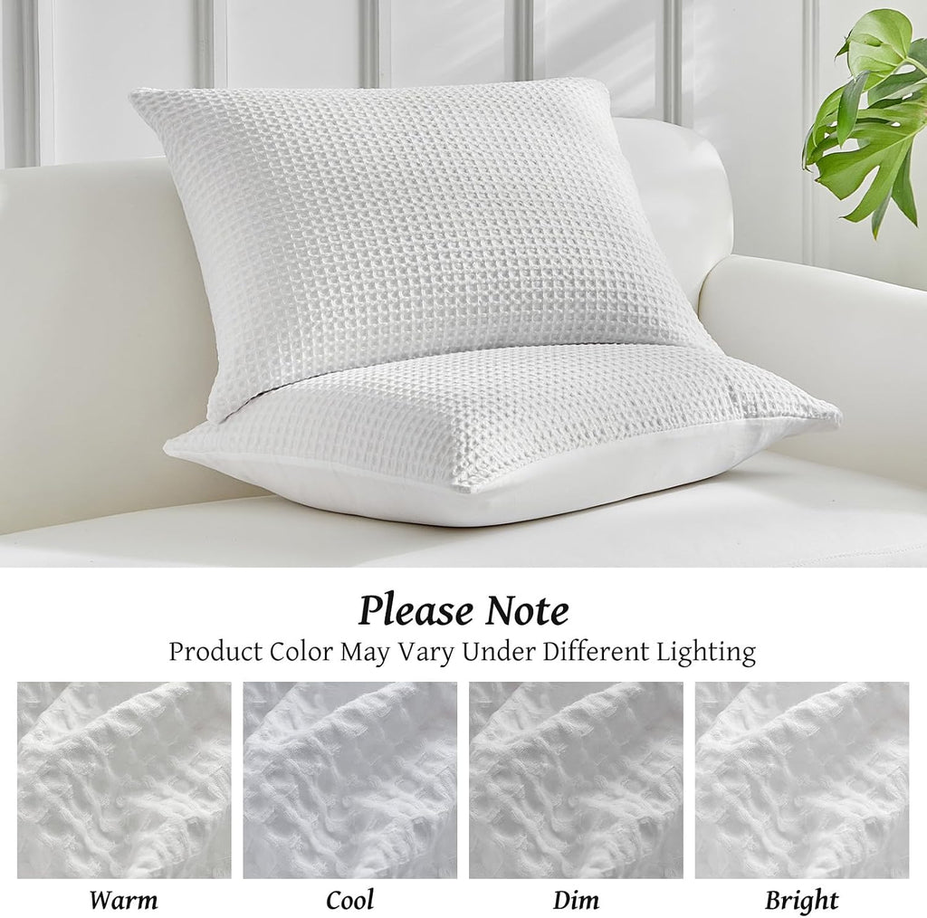 Warmdern Waffle Weave Pillowcases Queen Size 2 Pack Pillow Cases Soft Microfiber Pillow Case Covers Set of 2 Boho Woven Textured Pillowcase…