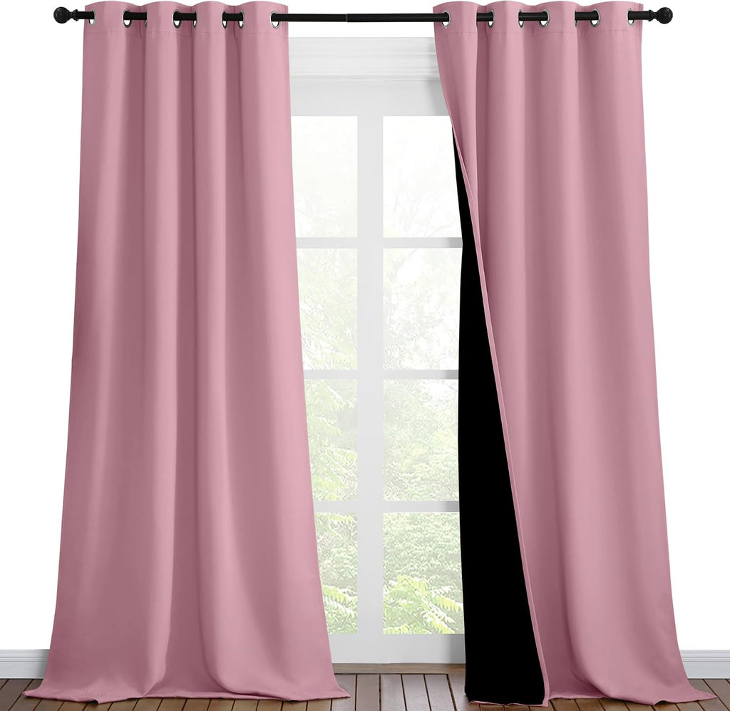 Nicetown 100% Blackout Blinds, Set of 2, 46 inches x 96 inches, Laundry Room Decor Window Treatment Curtains for Large Patio Sliding Door,…