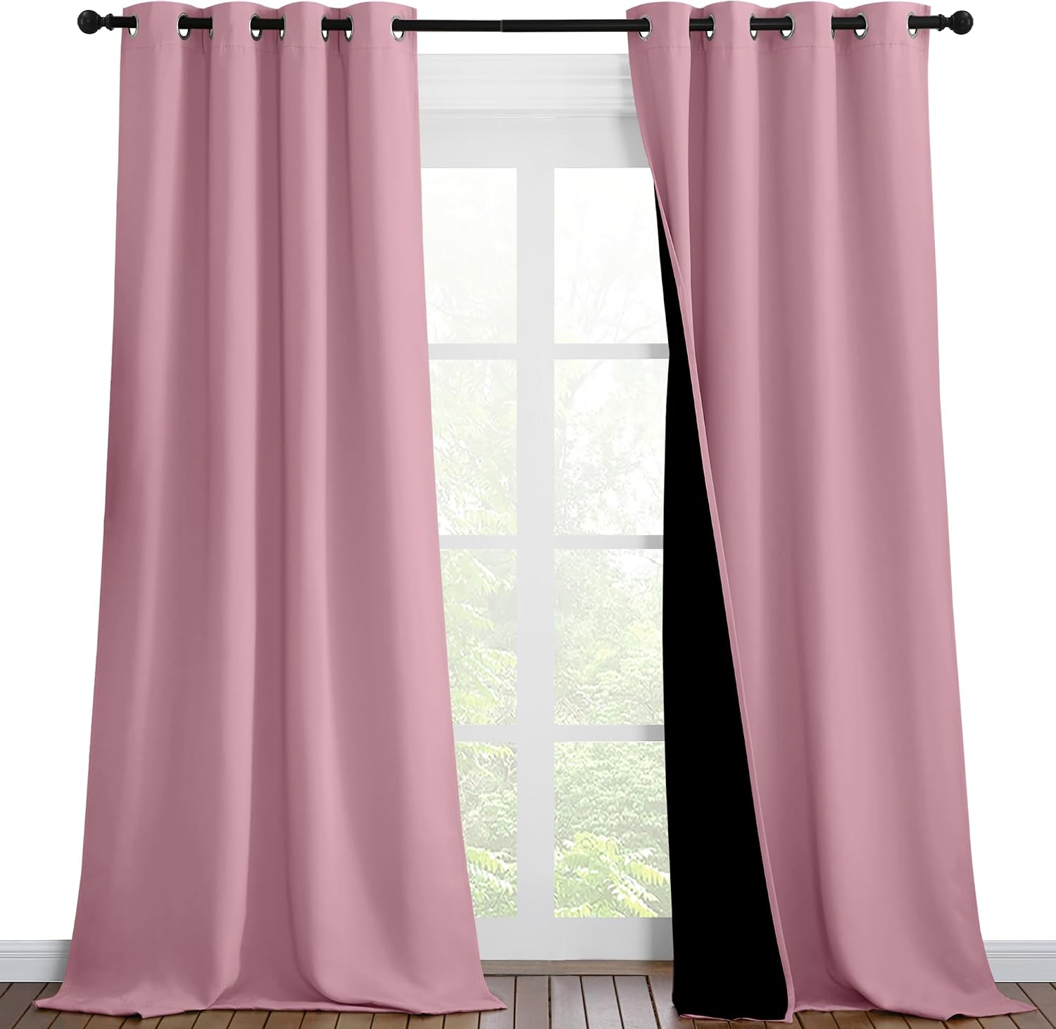 Nicetown 100% Blackout Blinds, Set of 2, 46 inches x 96 inches, Laundry Room Decor Window Treatment Curtains for Large Patio Sliding Door,…