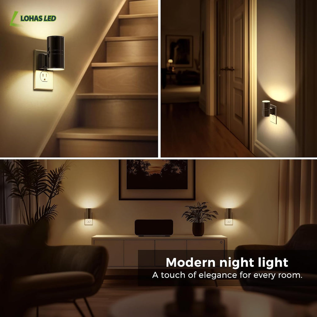 Llohasled L LOHAS LED Night Light, Automatic Night Lights Plug into Wall, 2 Pack Nightlights with Light Sensor, 3000K Soft White 0-100LM Di…