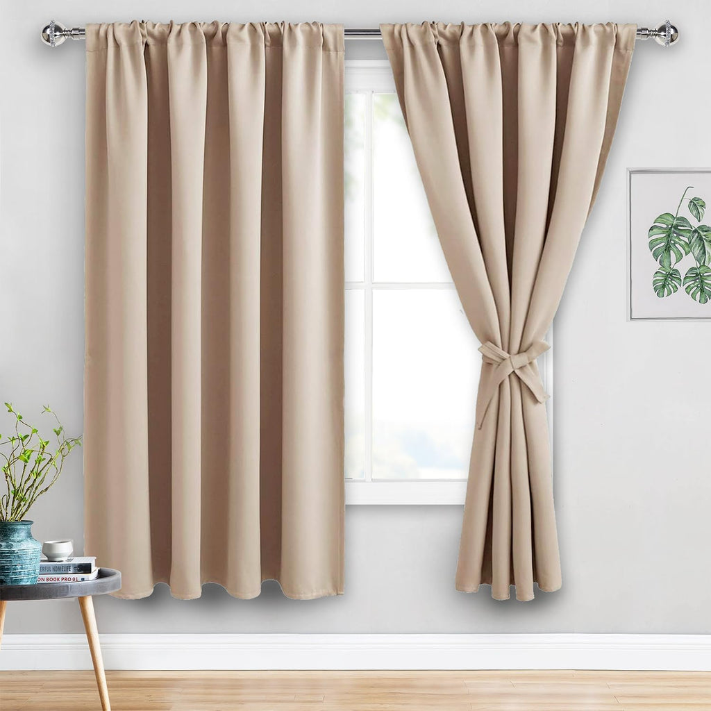 Jiuzhen Blackout Curtains for Bedroom - 60 Inch Wide Thermal Insulated Room Darkening Privacy Soundproof Curtains for Living Room, Set of 2…