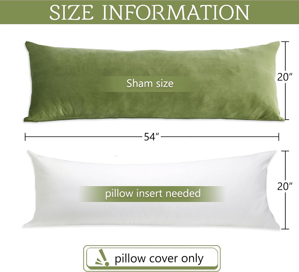 StangH Grass Green Velvet Body Pillow Cover 20x54 Inches, Super Soft Cozy Luxury Fuzzy Long Pillowcase with Zipper, for Sofa Bedroom Holida…