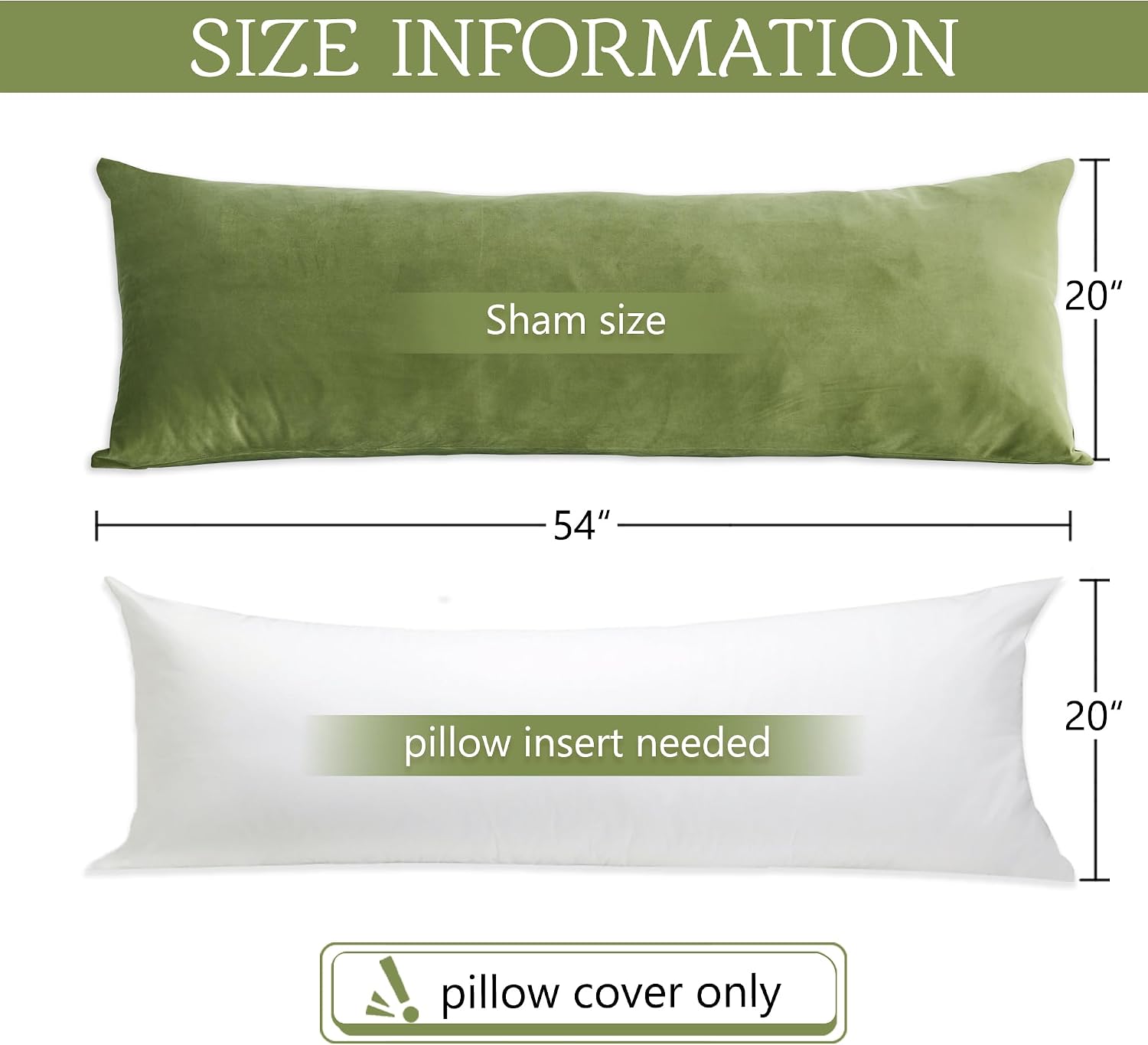 StangH Grass Green Velvet Body Pillow Cover 20x54 Inches, Super Soft Cozy Luxury Fuzzy Long Pillowcase with Zipper, for Sofa Bedroom Holida…