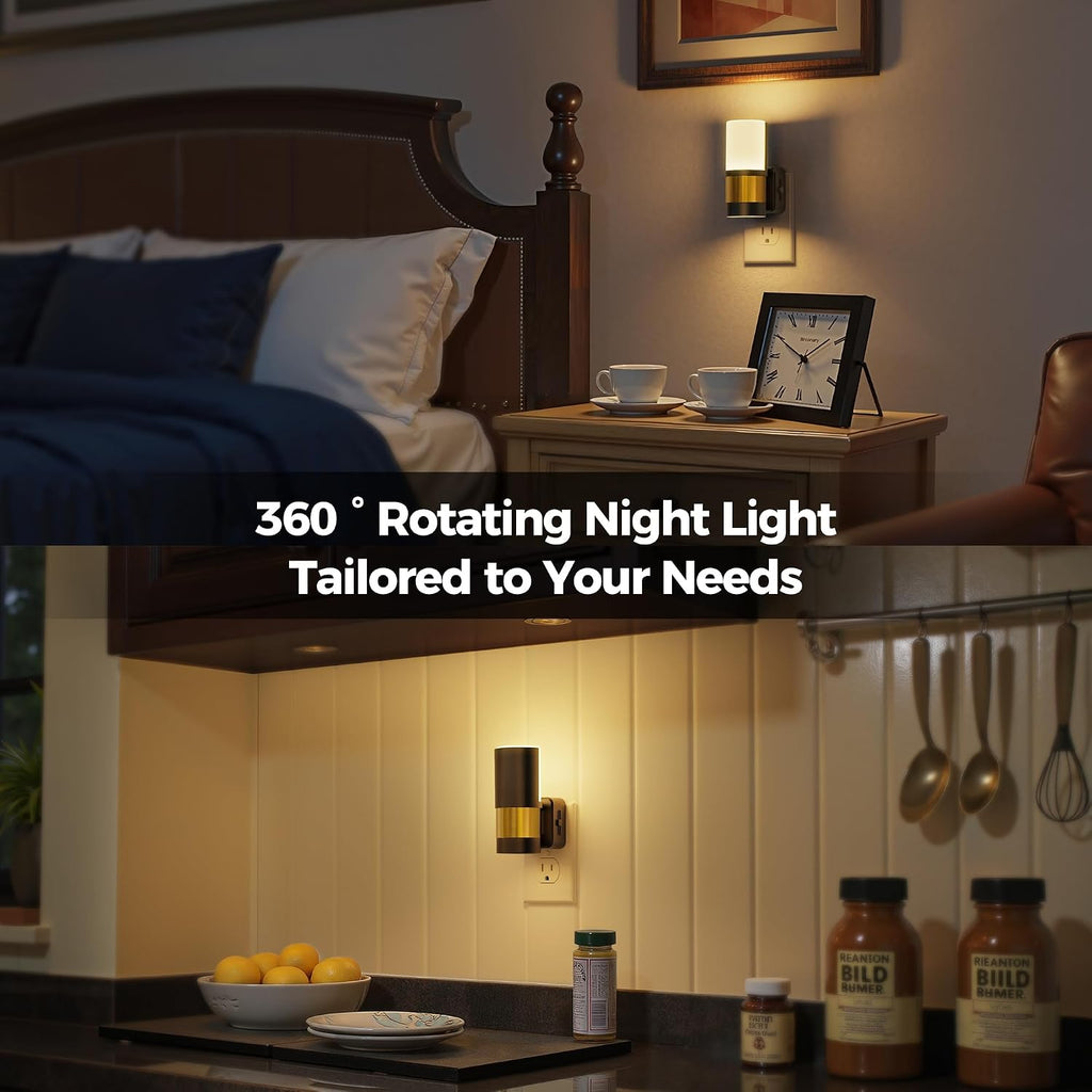 Briignite Night Lights Plug into Wall, 2 Pack Dimmable LED Night Light, Dusk to Dawn Sensor, 360° Rotation, 3000K Soft White 0-100LM…