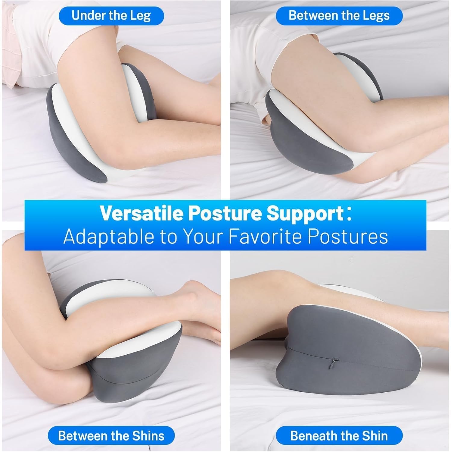 TranquilMoments Knee Pillow for Side Sleepers, Leg Pillow with Cooling Cover, Memory Foam Body Pillow for Side Sleeping, Heart-Shape…