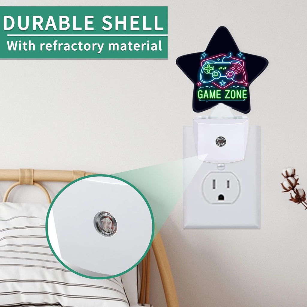Star Night Light Plug in, Game Zone Dusk to Dawn Sensor Night Light, Soft Glow Lamp for Kids Bedroom Nursery Hallway Bathroom, Energy…