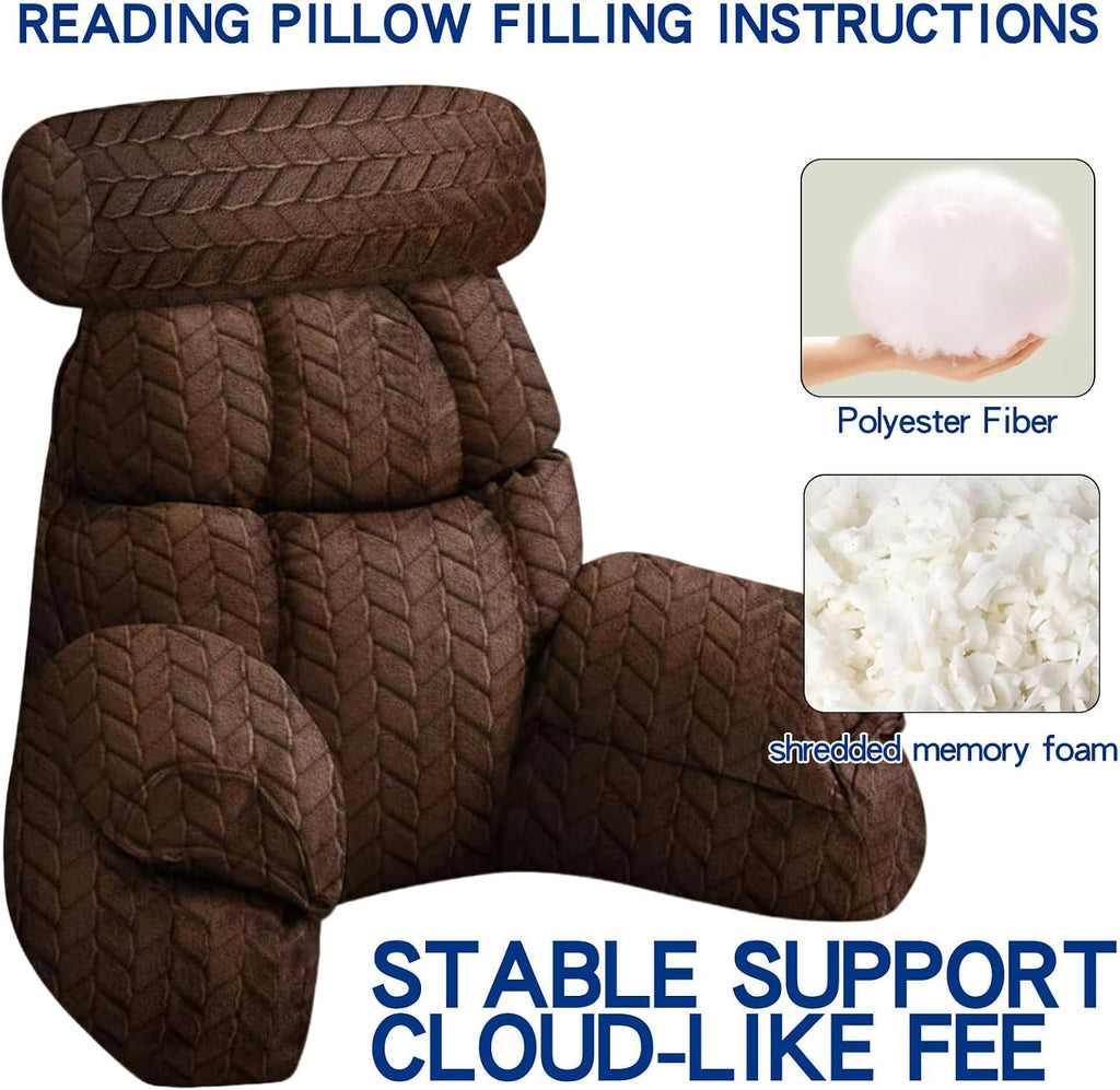 FXXUDVNIIN Back Pillow for Bed Sitting up – with 9.4" Armrest, for Reading, Gaming, Relaxing. Also Serves as tv Pillows for Sitting in…