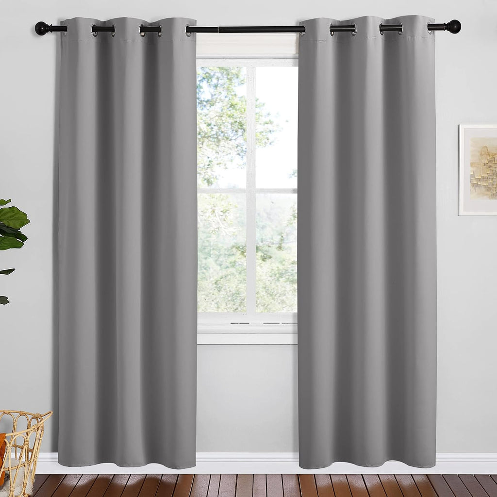 NICETOWN Thermal Insulated Grommet Blackout Curtains, Silver Grey, 2 Panels, W42 x L78 -Inch, Kids Window Drape Panel for Nursery…