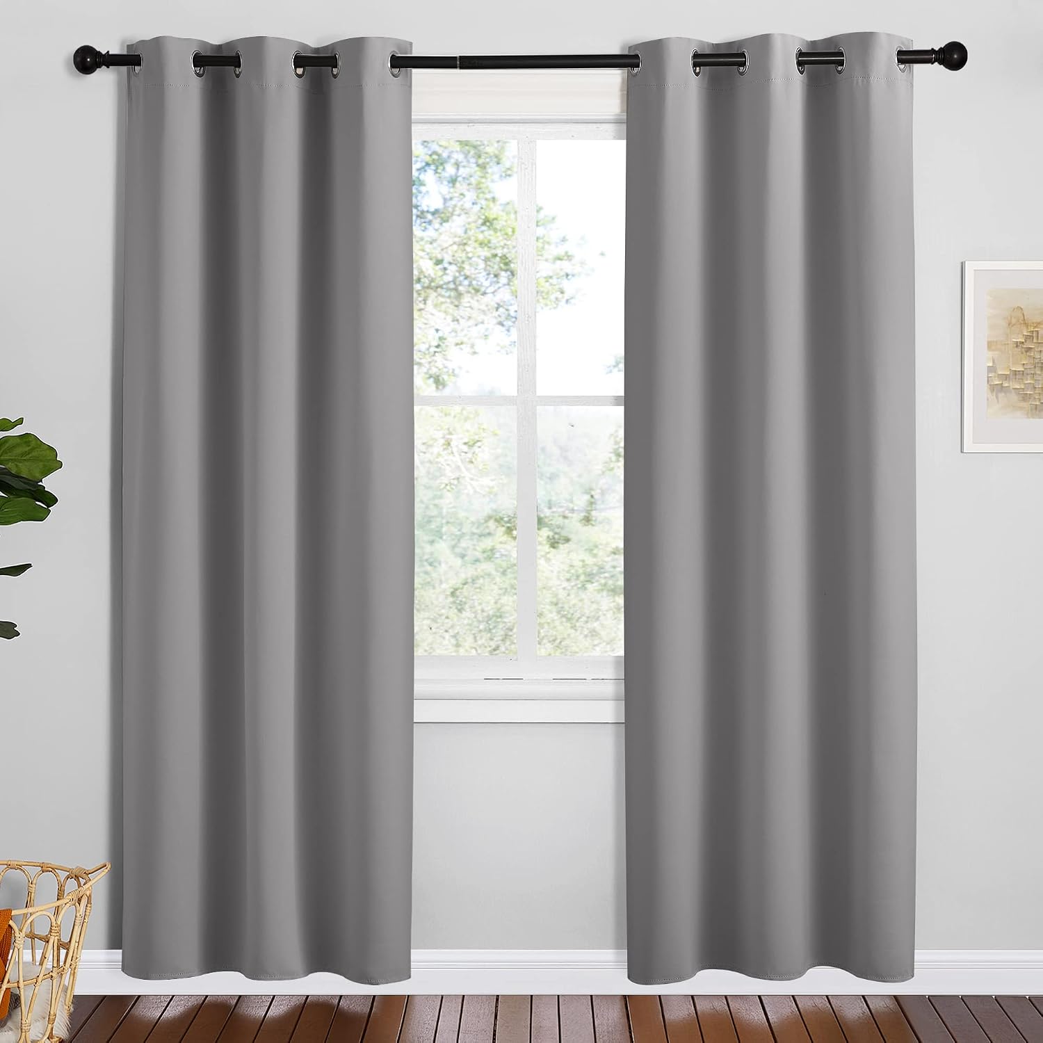 NICETOWN Thermal Insulated Grommet Blackout Curtains, Silver Grey, 2 Panels, W42 x L78 -Inch, Kids Window Drape Panel for Nursery…