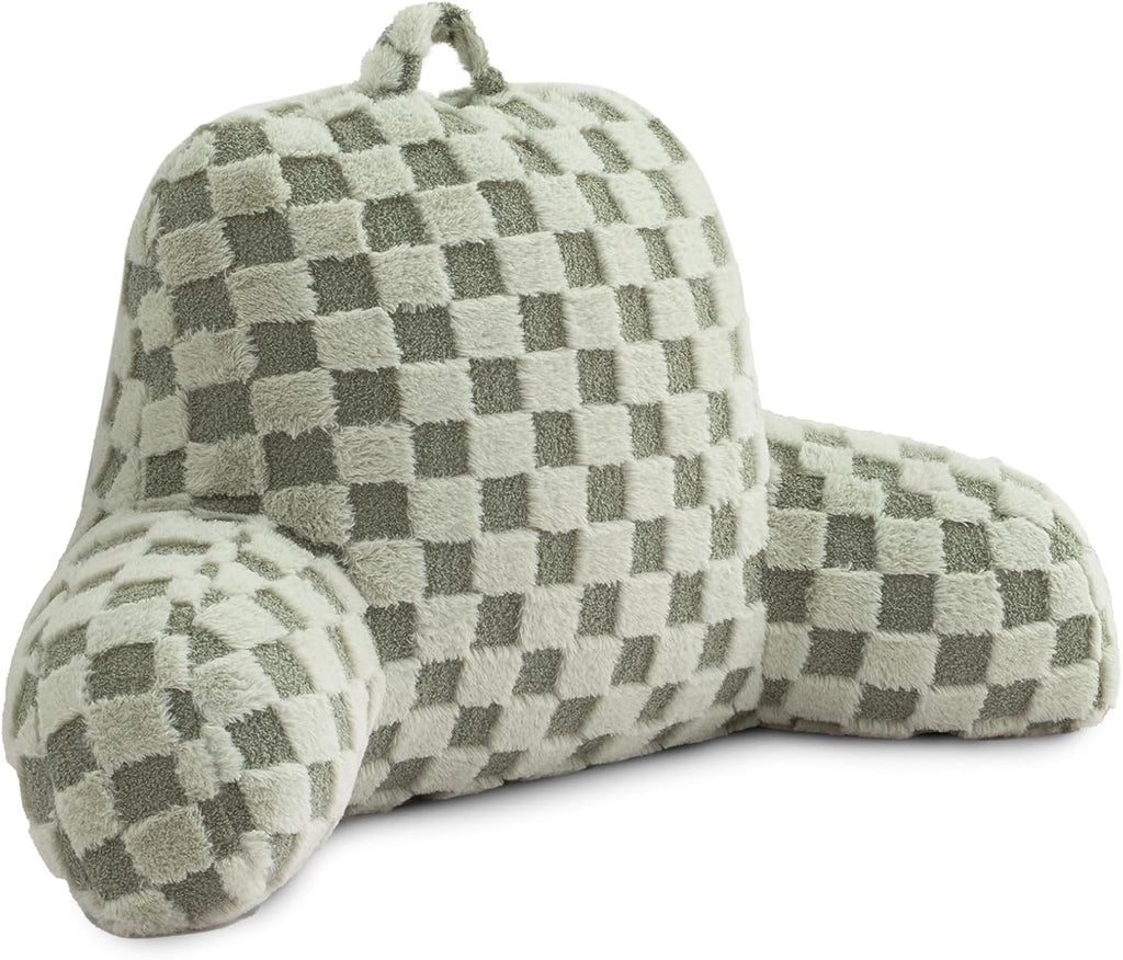 Holawakaka Checkered Reading Pillow for Sitting up in Bed, Lounging, Reading, Working on Laptop, Watching TV, Women Teens Kids Backrest Pil…