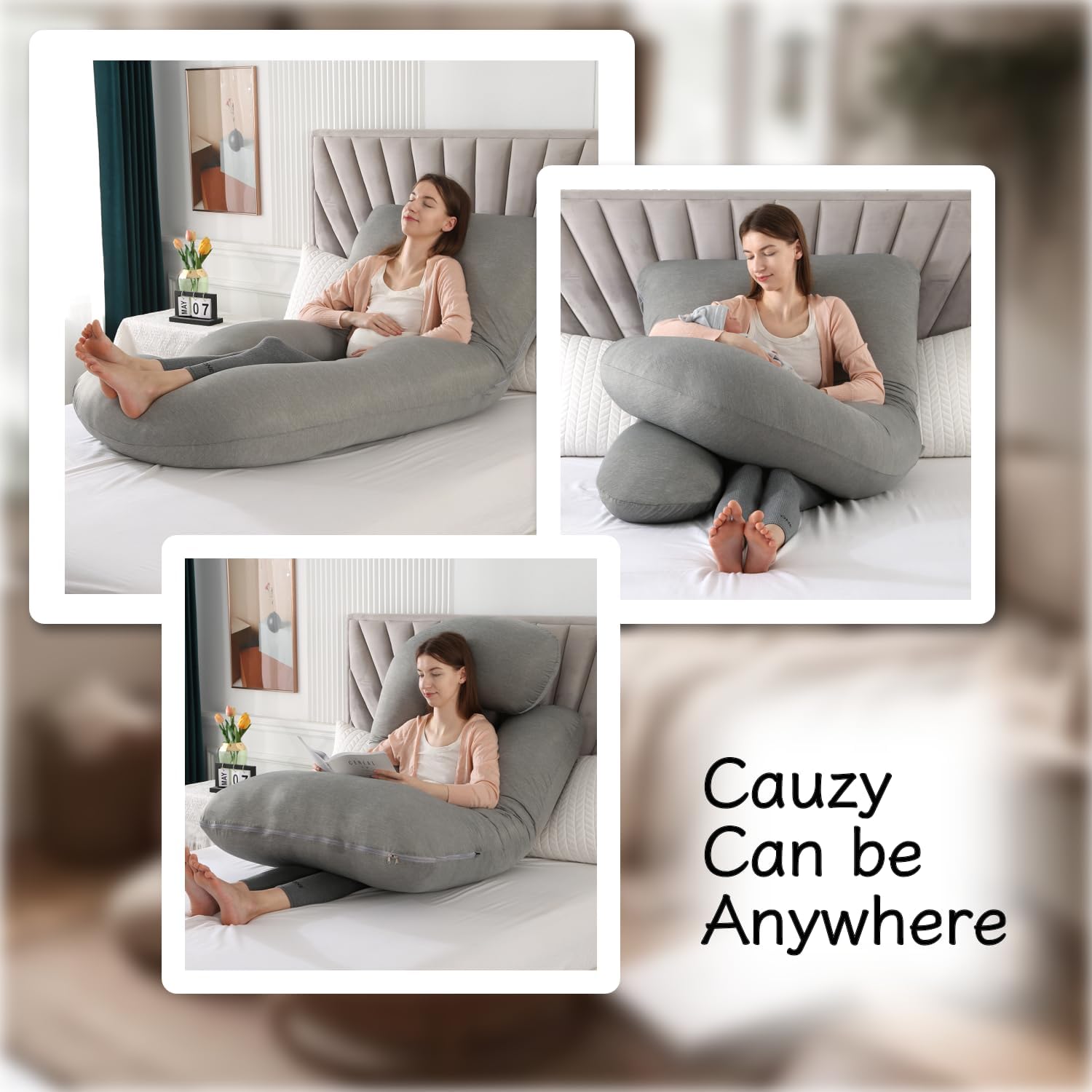 ALLOPERA Pregnancy Pillow, Full Body Maternity Pillow 57 inch, with Removable Washable Cover - Sleep Support for Legs, Back, Neck…