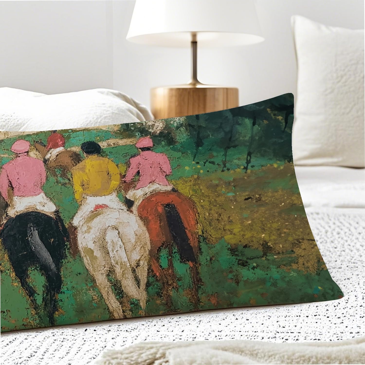 Horse Racing Equestrian 20x54 Body Pillow Cover, Abstract Modern Horse Rider Decorative Long Body Pillow Cases for Bed Couch