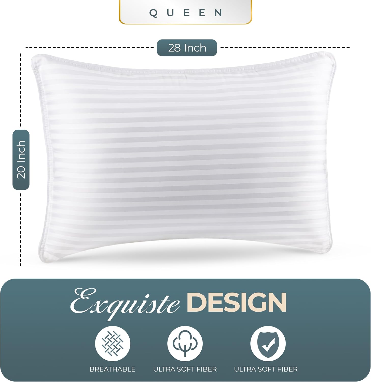 Utopiabedding Utopia Bedding Bed Pillows for Sleeping Queen Size (White), Set of 2, Down Alternative Pillow for Sleeping, Cooling Hotel Qua…
