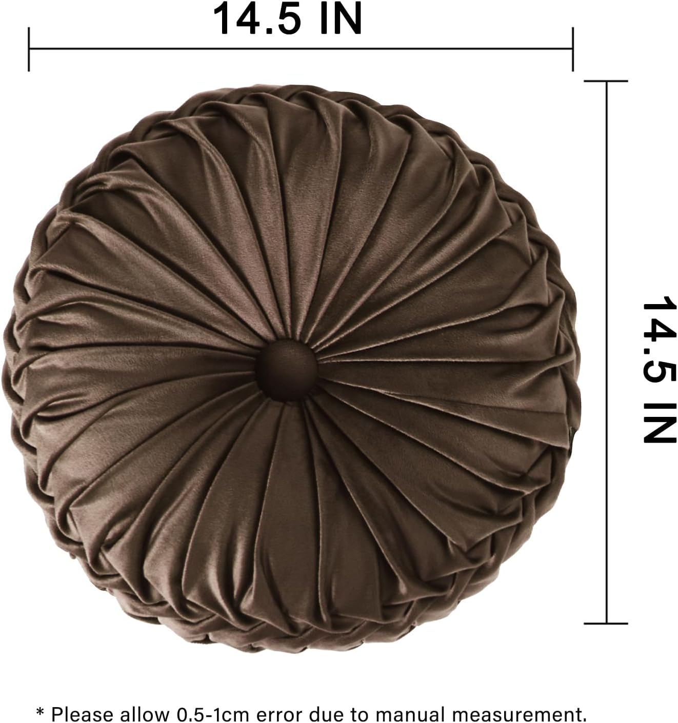 Hig Set of 2 Decorative Round Pleated Throw Pillows, Classy Accent Pumpkin Throw Pillows with Center Button, Vintage Velvet Floor Pillows for…