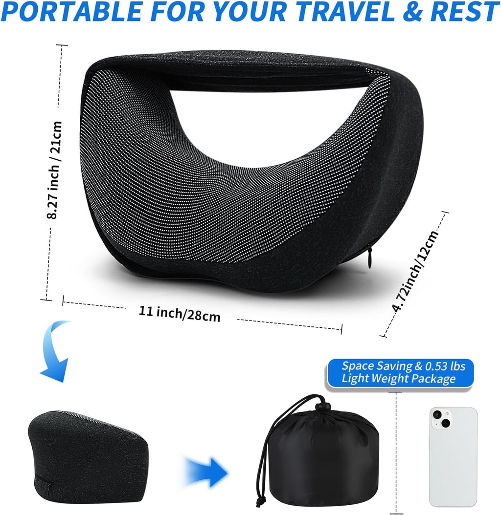 StayCoolThisSummer 3-in-1 Memory Foam Travel Neck Pillow – Adjustable, Machine Washable & Portable for Airplane, Car, Office – Converts to…