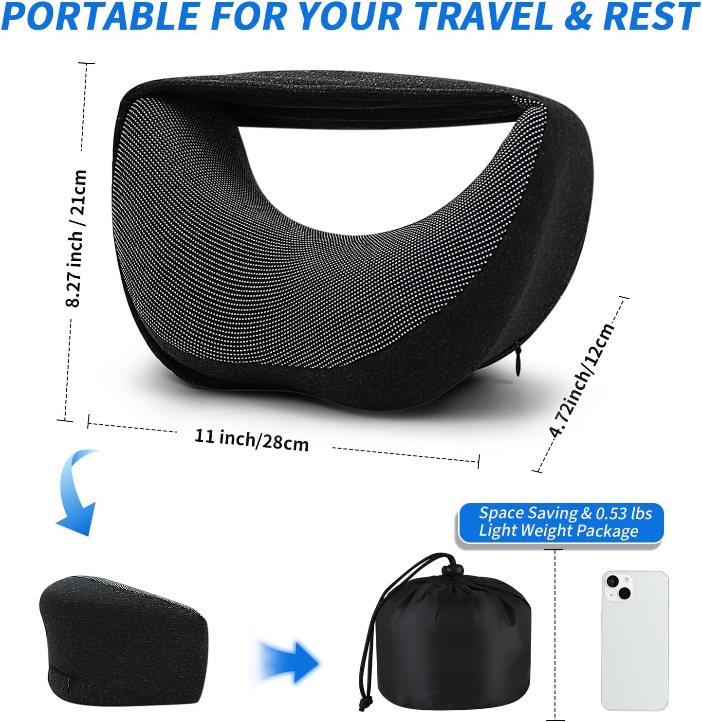 StayCoolThisSummer 3-in-1 Memory Foam Travel Neck Pillow – Adjustable, Machine Washable & Portable for Airplane, Car, Office – Converts to…