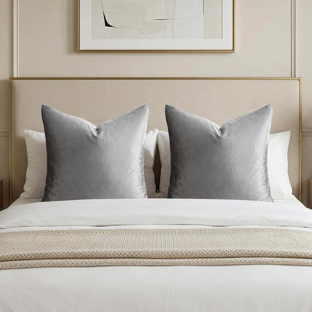 GIGIZAZAFocusingonhomedecoration GIGIZAZA 26x26 Velvet Pillow Covers Set of 2, Dark Grey Big Square Throw Pillows Modern Covers for Living R…
