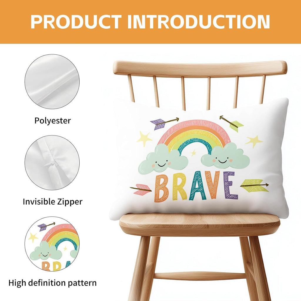 HOMETITUTE Pillow Covers Decorative Pack of 2 Satin 12x20 Inch Rainbow Cloud Art Lumbar Throw Pillow Cases for Sofa Couch Living Room…