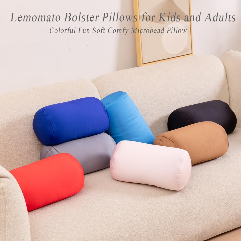 2Pcs Microbead Bolster Tube Neck Bed Body Pillows, 12 x 7 inches Squish Bean Bag Microbead Pillow for Sleeping Home Travel Neck Lumbar…