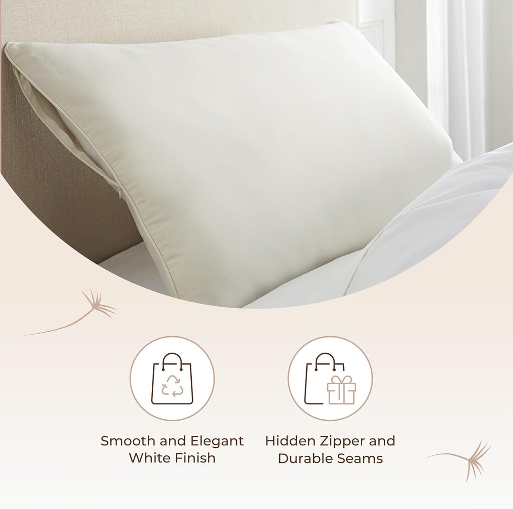 WhisperOrganics Organic Cotton Pillow Protector - 100% Waterproof Pillow Protector Standard Size GOTS & Fairtrade Certified - 140GSM Thicke…