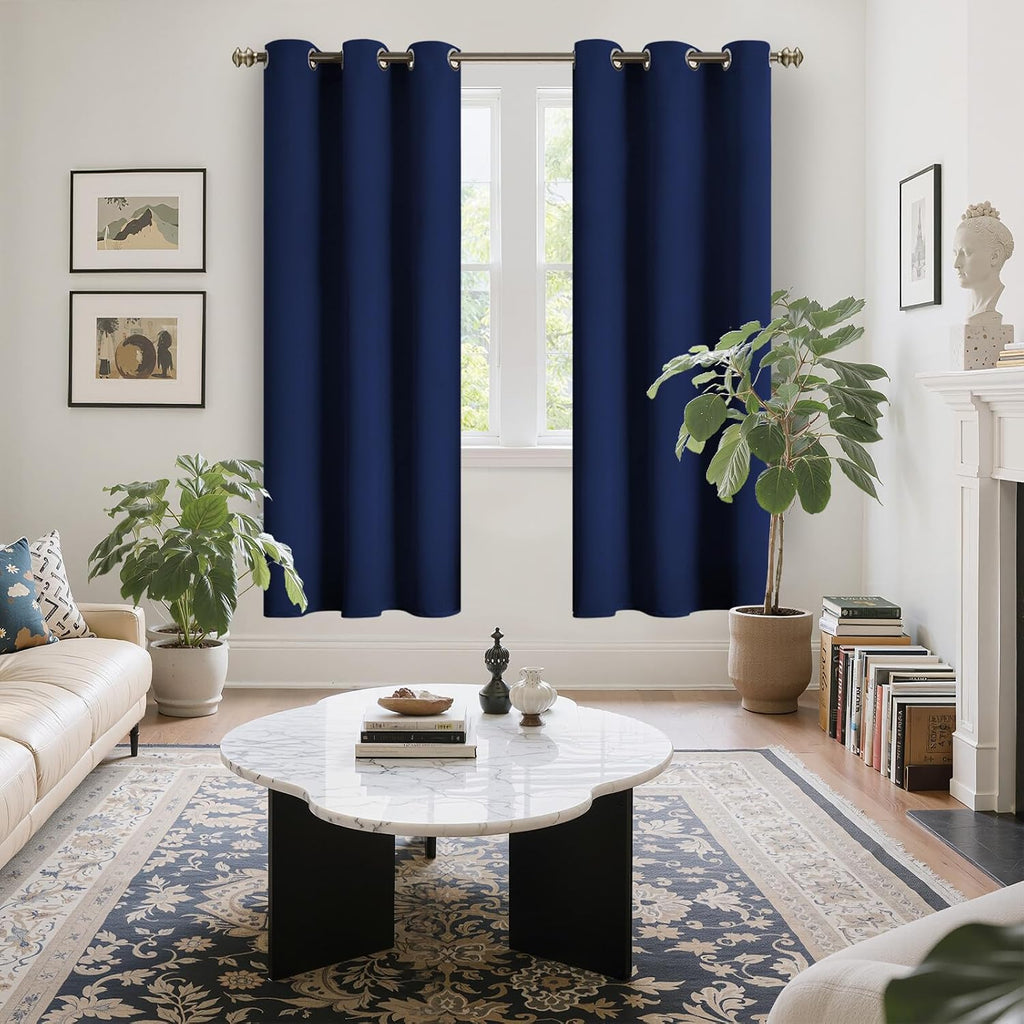 YoungsTex Navy Blue Blackout Curtains 72 Inches Length for Bedroom - Thermal Insulated with Grommet Room Darkening Window Drapes for Living…