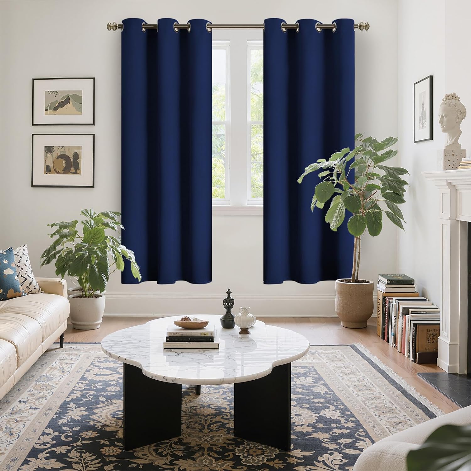 YoungsTex Navy Blue Blackout Curtains 72 Inches Length for Bedroom - Thermal Insulated with Grommet Room Darkening Window Drapes for Living…