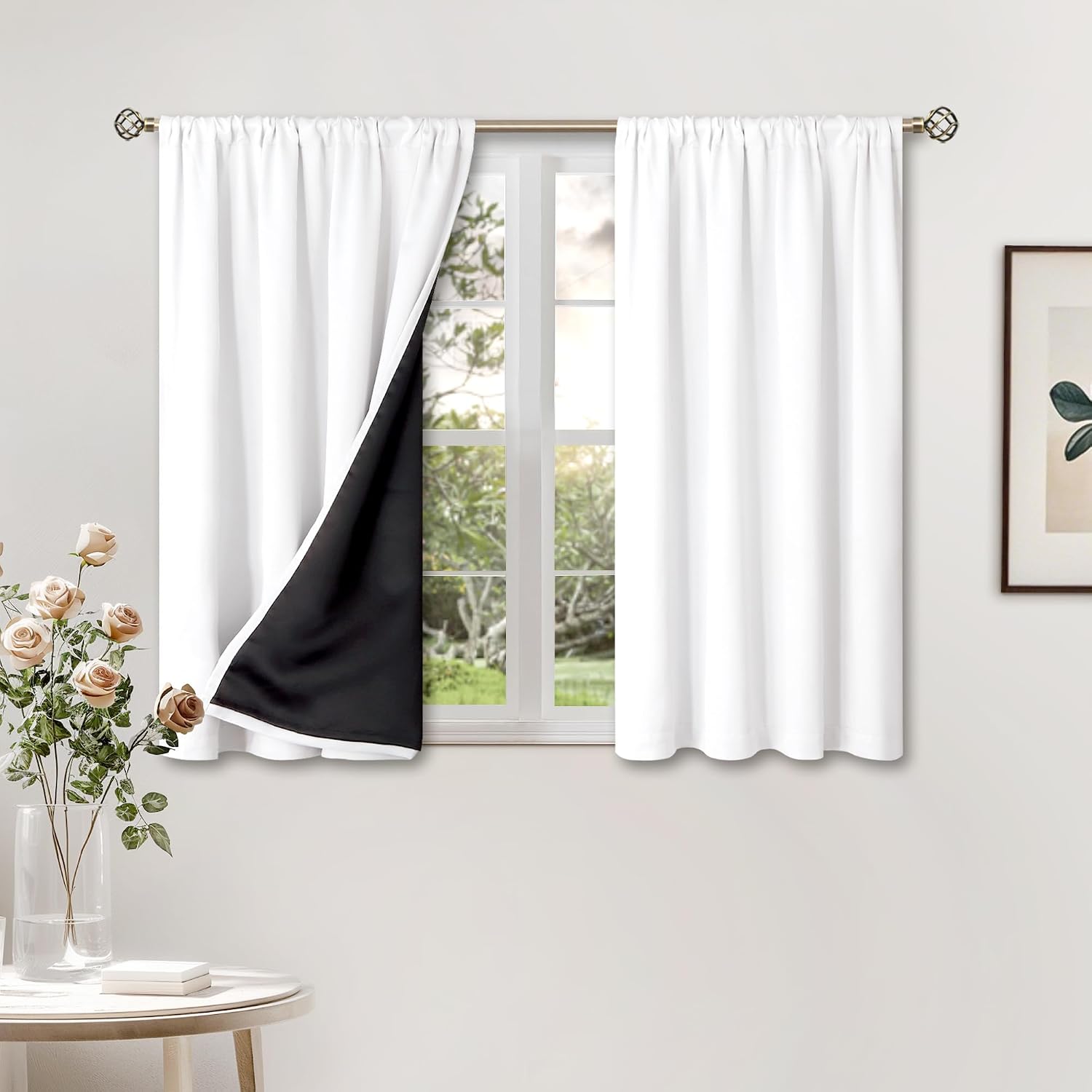 BGment Short Blackout Curtains for Small Window 40 Inch Long, Thermal Insulated Full Room Darkening Bedroom Curtains Noise Cancelling…