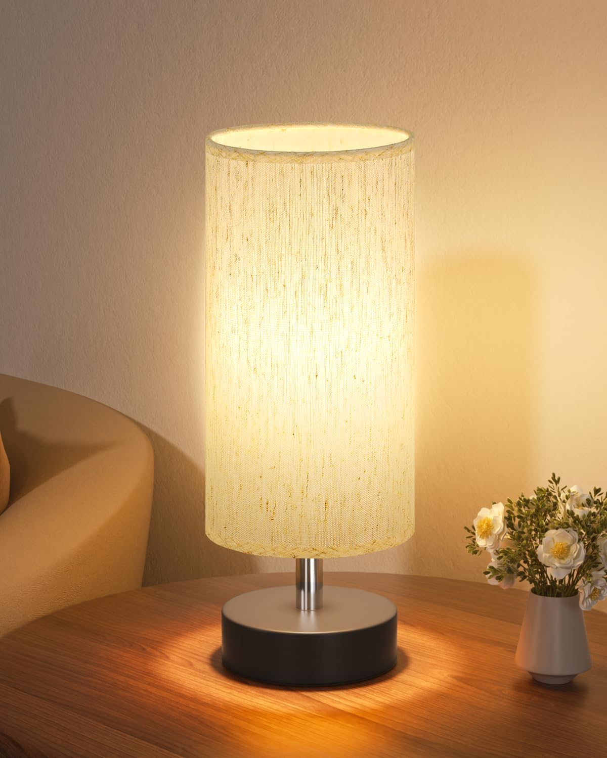 PartageiZ Small Table Lamp for Bedroom - Bedside Lamps for Night Stands, Minimalist Nightstand Light Lamp, Desk Lamps for Living Room…