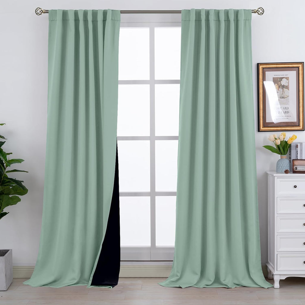 BGment Blackout Curtains with Thermal Insulation Liner Curtains 108 Inches Long, Rod Pocket and Back Tab Double Layer Room Darkening…