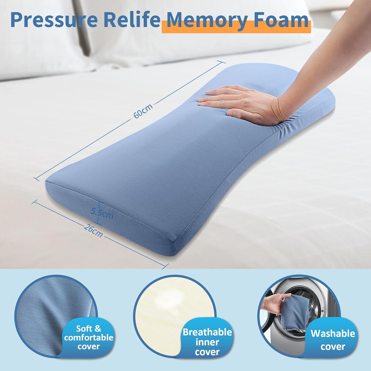 VamorryDirect vamorry Lumbar Pillow for Sleeping, Lumbar Support Pillow for Bed for Back, Memory Foam Lower Back Pillow for Bed, Back Supp…