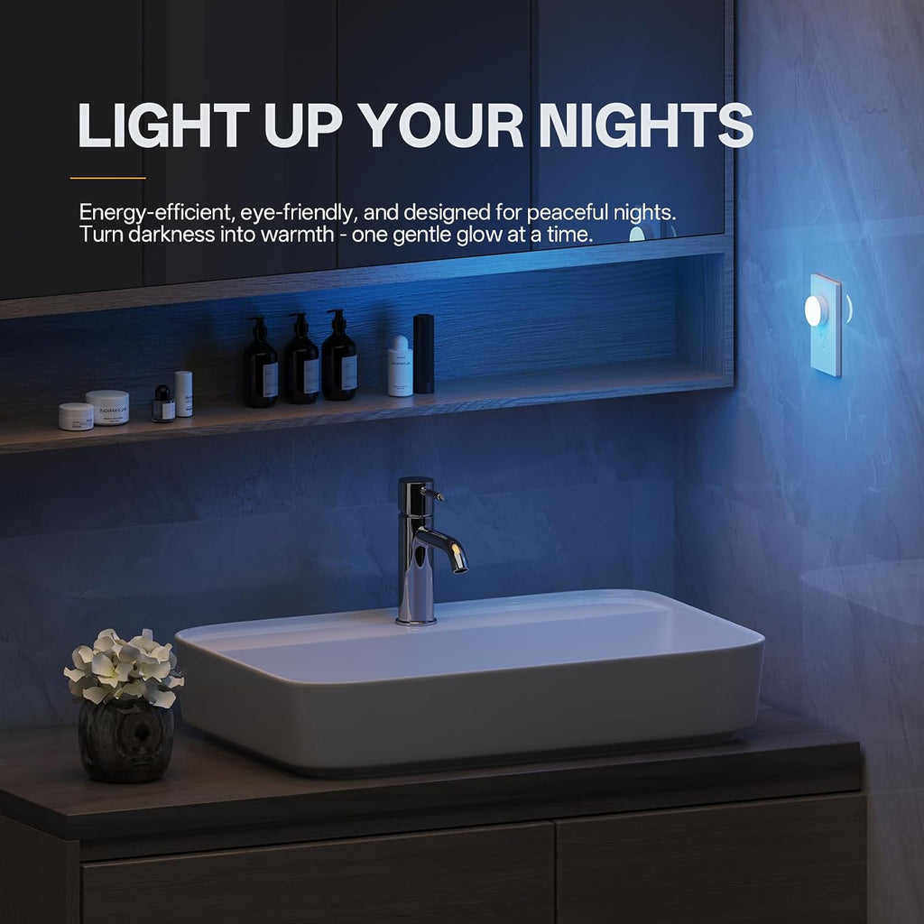 Junlitgroup Mini Plug in Night Light, Dusk to Dawn Sensor, 4-Color, LED Toilet Night Lights, Dimmable Color Changing, for Kids Breastfeedin…