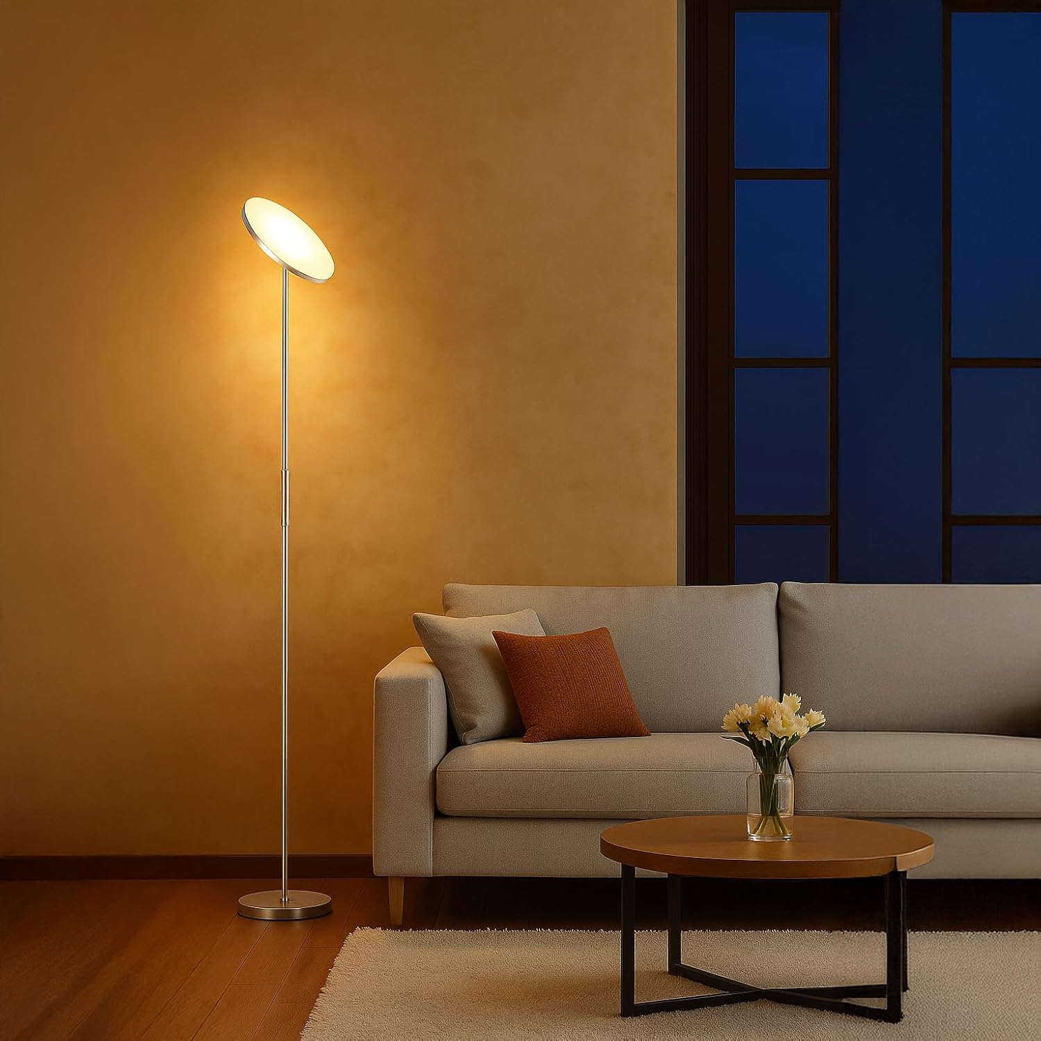 Floor Lamp,30W/2400LM Sky LED Modern Torchiere 3 Color Temperatures Super Bright Floor Lamps-Tall Standing Pole Light with Remote & Touch…