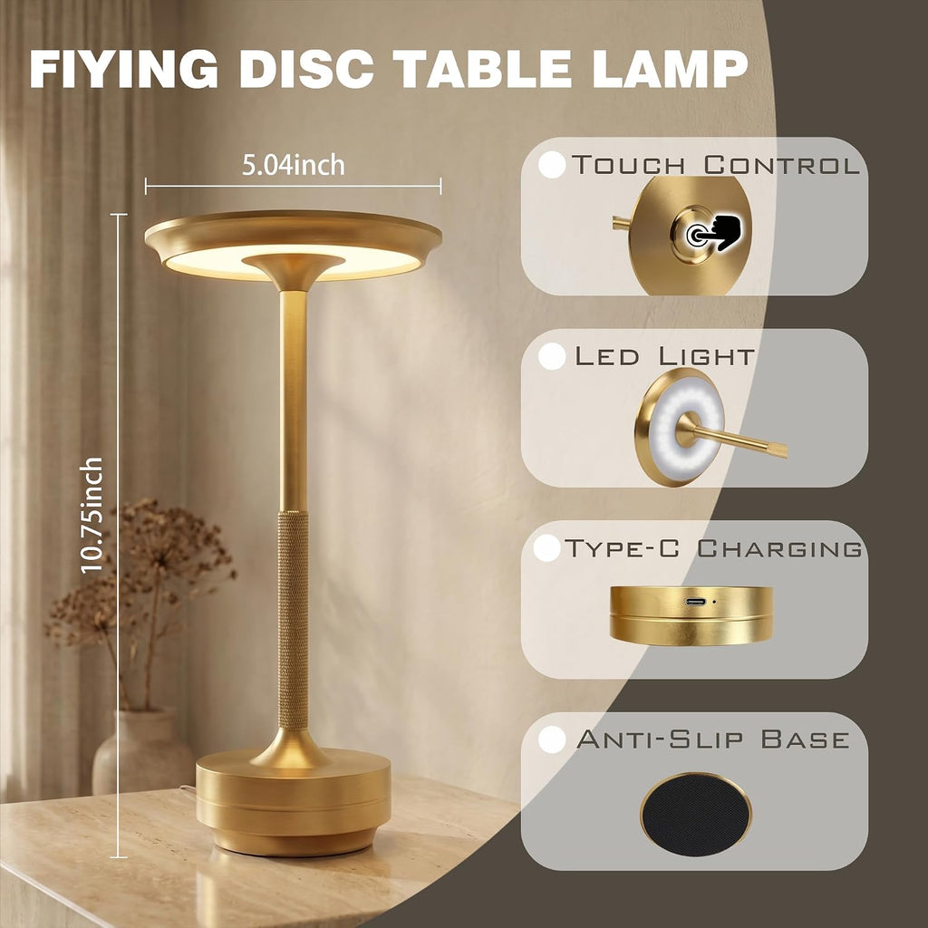 Rechargeable Cordless Table Lamp Set of 2, Portable Battery Operated LED Table Light, 3 Color Stepless Dimming with Touch Sensor & Memory…